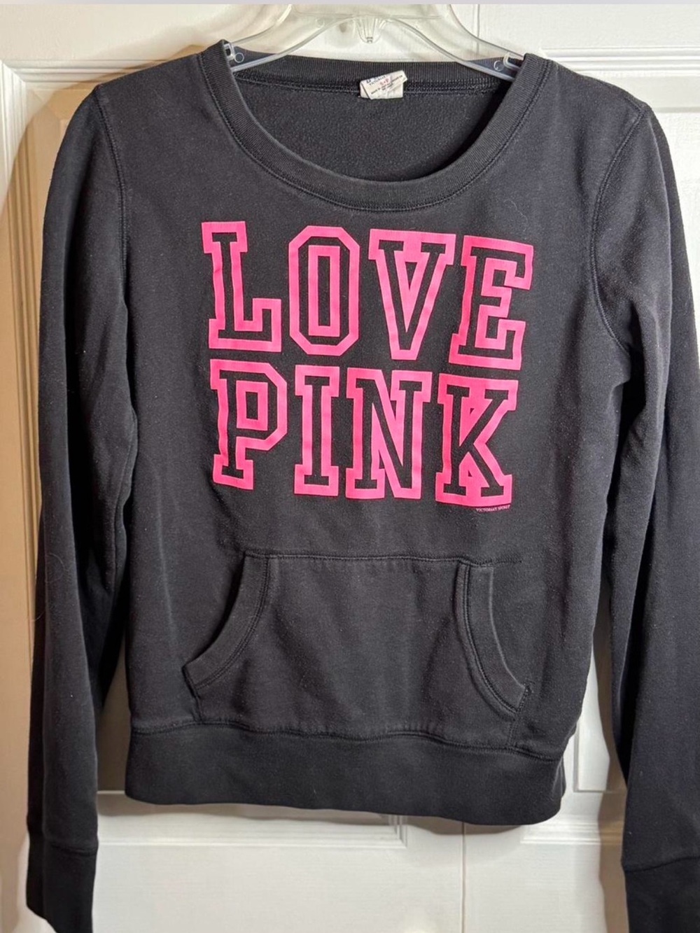 PINK Victoria's Secret Black Crewneck Sweatshirt with Pink "LOVE PINK"